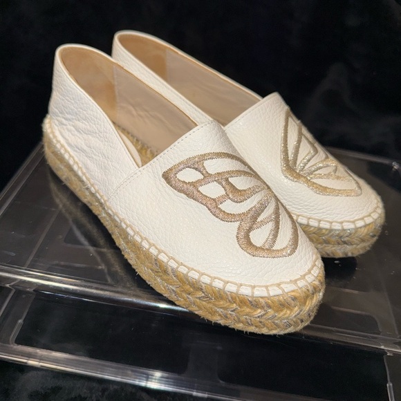 Sophia Webster White and Tan Espadrilles with Butterfly Design - Picture 4 of 11